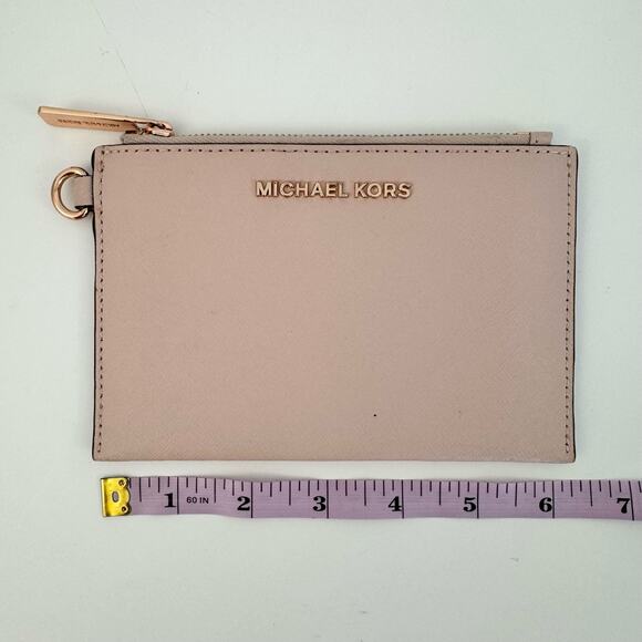 Michael Kors Saffiano Leather Zip Flat Wallet Pouch Card Holder - Picture 6 of 7